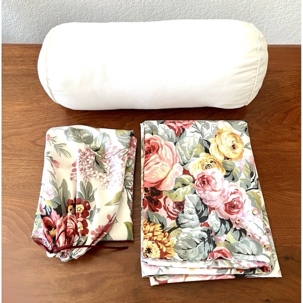 Vtg Ralph Lauren 1 ALLISON Floral STANDARD Pillowcase & Homemade Bolster *READ*